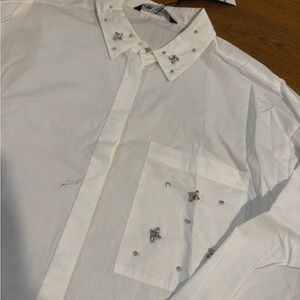 Zara white shirt with strass size M new with tags